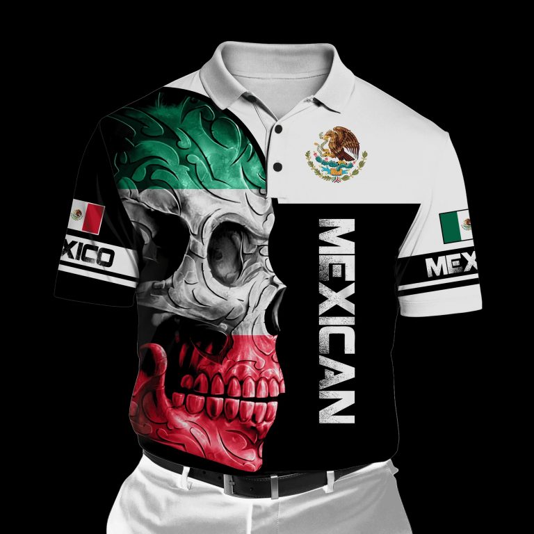 Skull Mexican flag black white 3d shirt hoodie 5