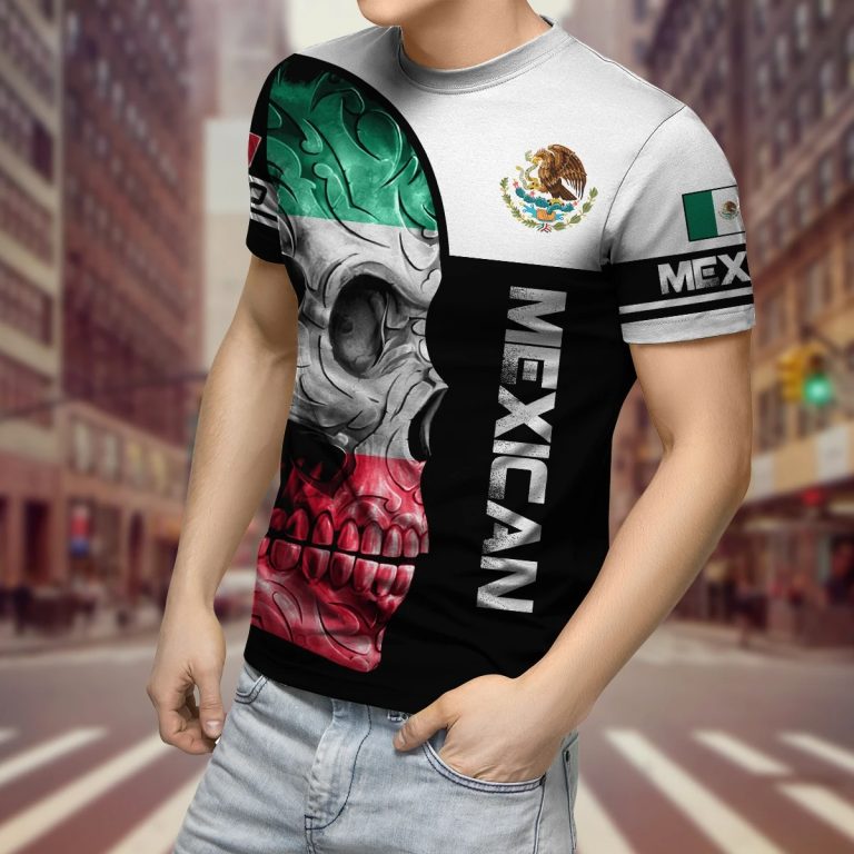 Skull Mexican flag black white 3d shirt hoodie 8