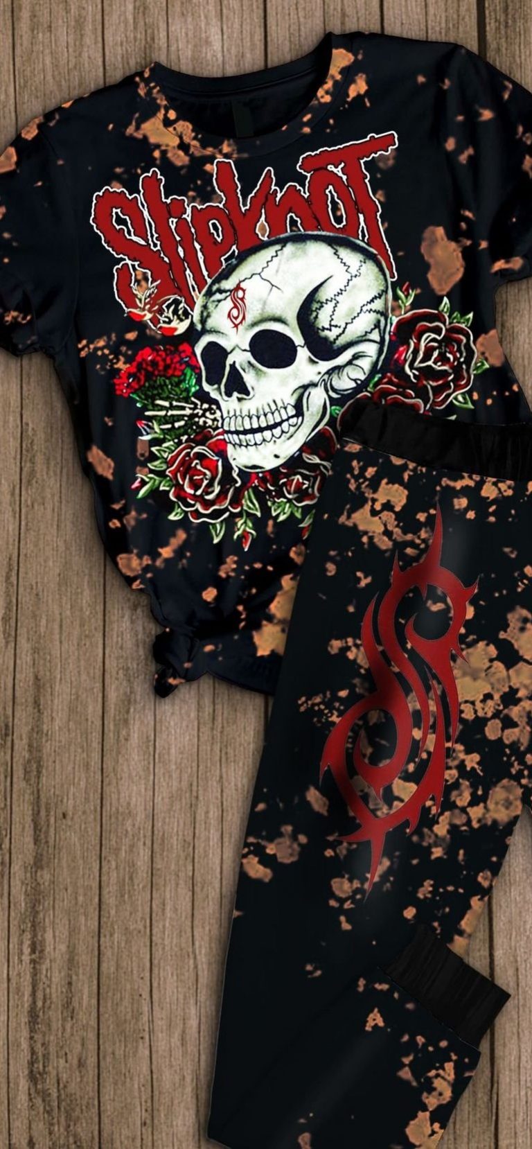 Slipknot skull rose pajamas set 1