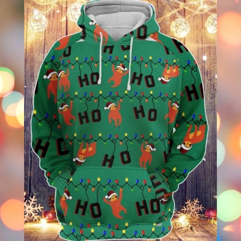 Sloths Ho Ho Ho Christmas Knitted 3d hoodie, sweater 4 Sloths Ho Ho Ho Christmas Knitted 3d hoodie sweater 2.1