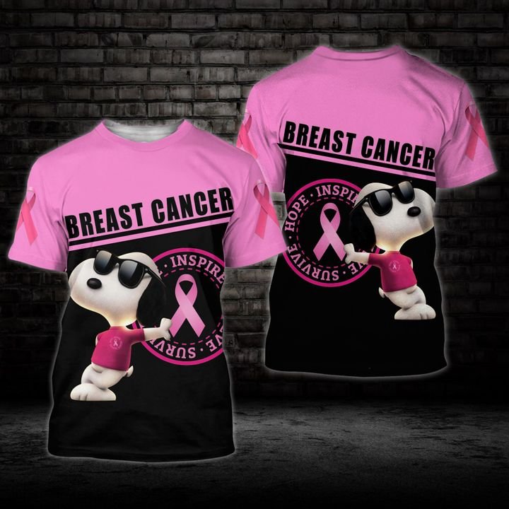 Snoopy Breast Cancer Awareness 3d Hoodie Shirt2