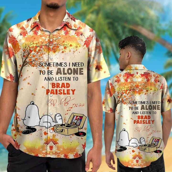 Snoopy Sometimes i need to be alone and listen to brad paisley hawaiian shirt 2