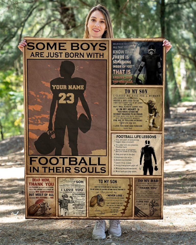 Some boys are just born with football in their soul custom name and number quilt blanket 2 Some boys are just born with football in their soul custom name and number quilt blanket 2