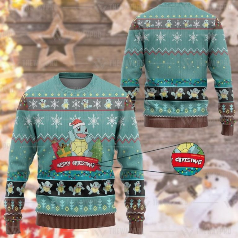 Squirtle Pokemon Merry Christmas Sweater Sweatshirt 1
