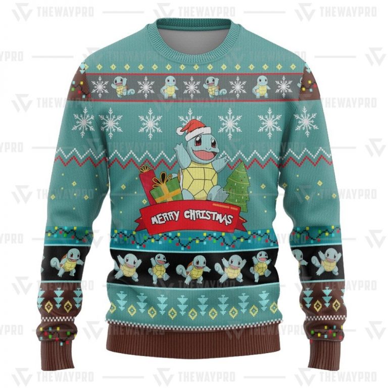 Squirtle Pokemon Merry Christmas Sweater Sweatshirt 3