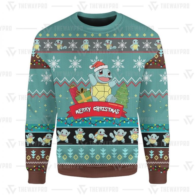 Squirtle Pokemon Merry Christmas Sweater Sweatshirt 4
