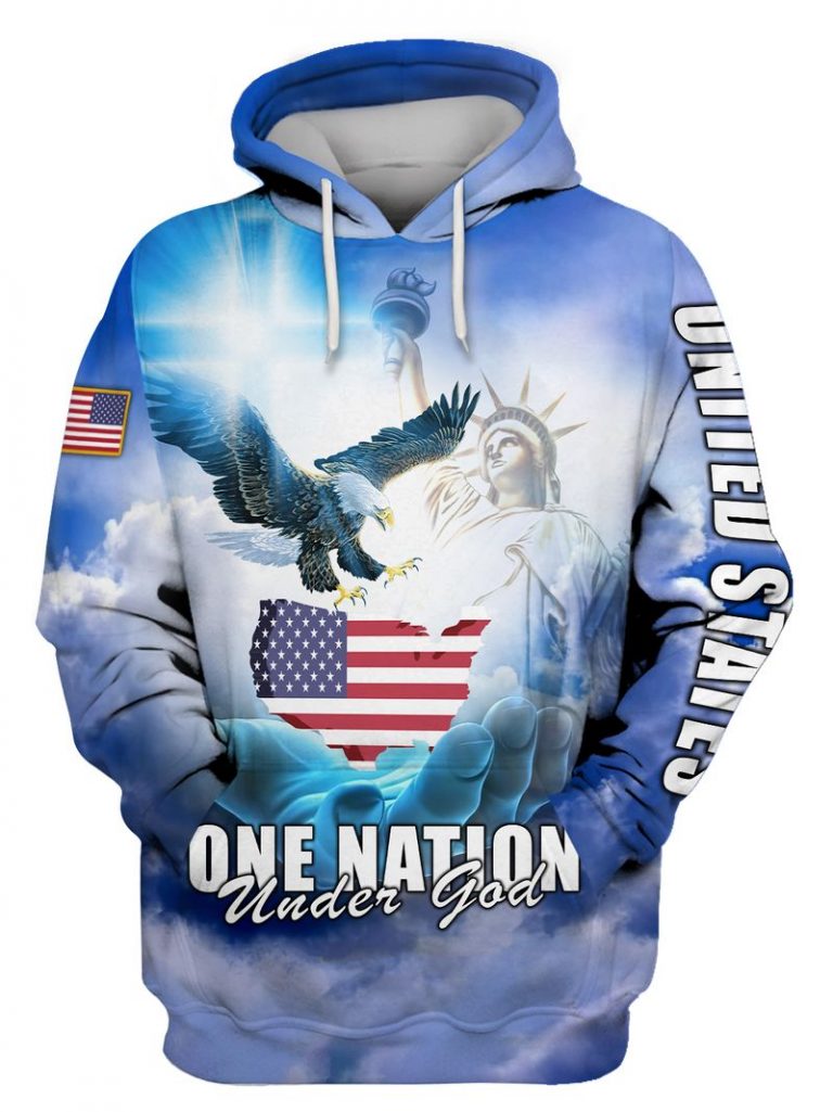 Statue of Liberty One Nation Under God Eagle American flag 3d shirt hoodie 1