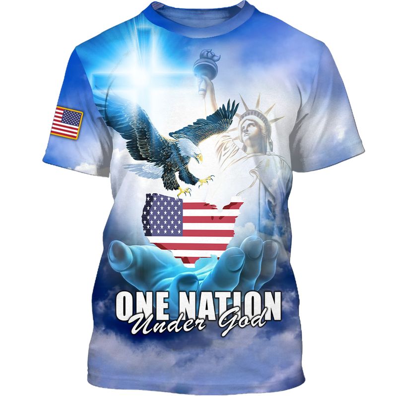 Statue of Liberty One Nation Under God Eagle American flag 3d shirt hoodie 4