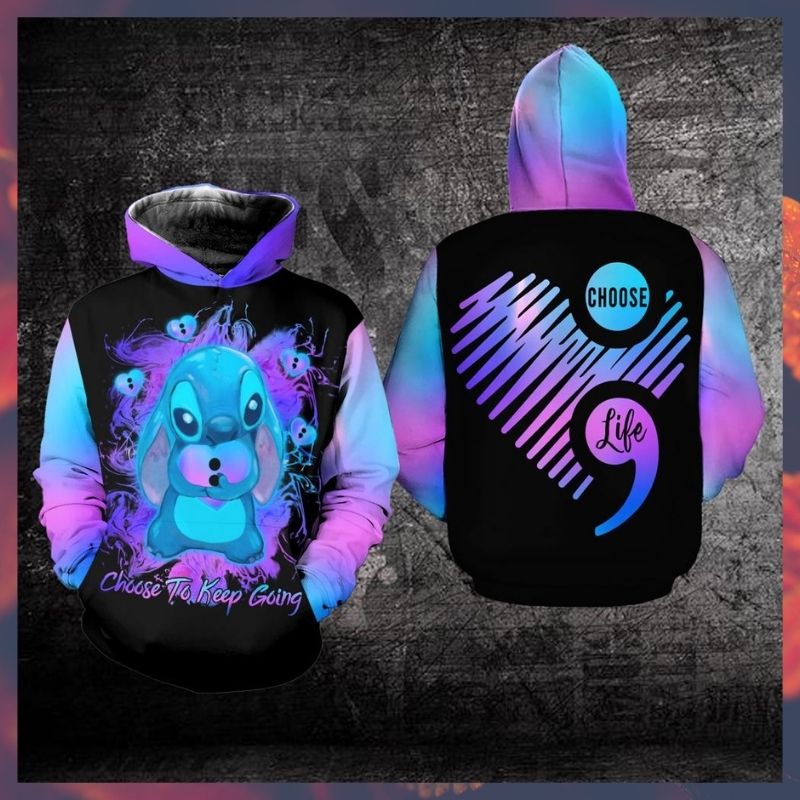 Stitch Heart Suicide Prevention Awareness Choose to keep going 3d hoodie 2 Stitch Heart Suicide Prevention Awareness Choose to keep going 3d hoodie 1