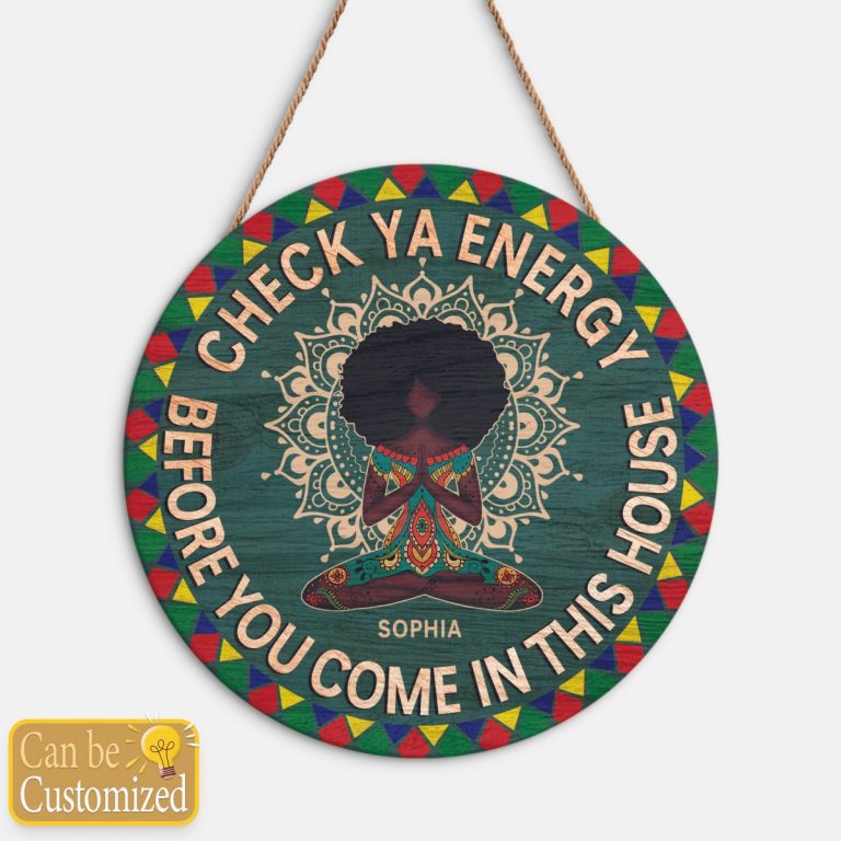 Tatoo Yoga Black girl check ya energy custom personalized name wooden sign 1.1 Tatoo Yoga Black girl check ya energy custom personalized name wooden sign 1.1