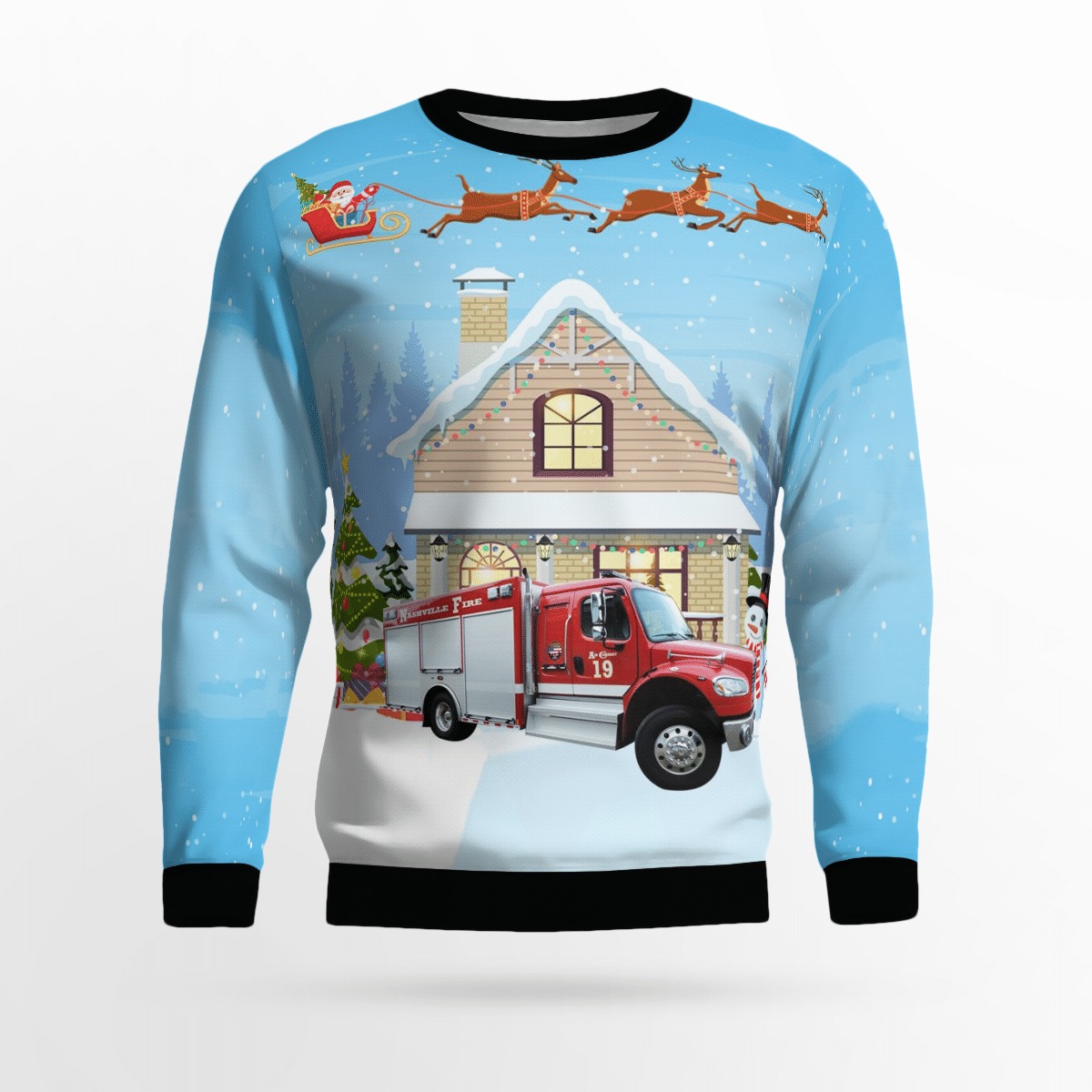 Tennessee Nashville Fire Department Rescue Truck Christmas sweater, sweatshirt 2 Tennessee Nashville Fire Department Rescue Truck Christmas sweater sweatshirt 1