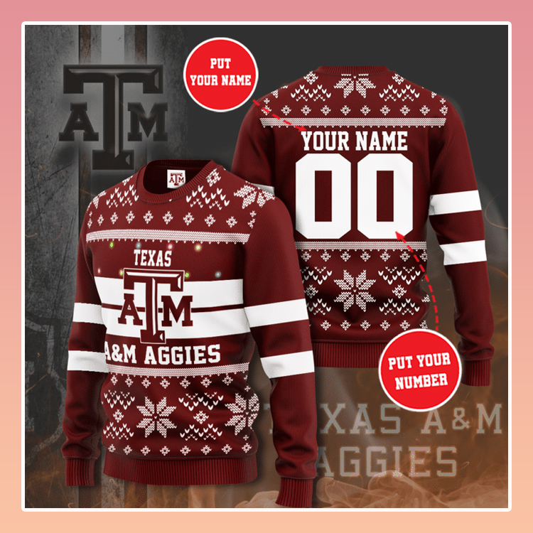 Texan A&M Aggies Custom Name Christmas Sweater 4 Texan AM Aggies Custom Name Christmas Sweater2