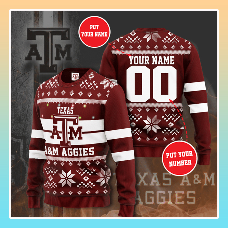 Texan A&M Aggies Custom Name Christmas Sweater 3 Texan AM Aggies Custom Name Christmas Sweater3