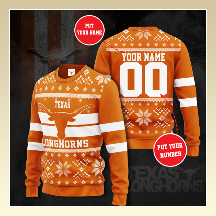 Texas Longhorns Custom Name Christmas Sweater 3 Texas Longhorns Custom Name Christmas Sweater3