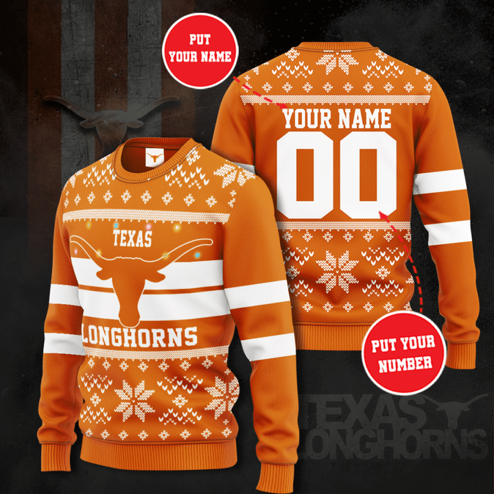 Texas longhorns custom name sweater