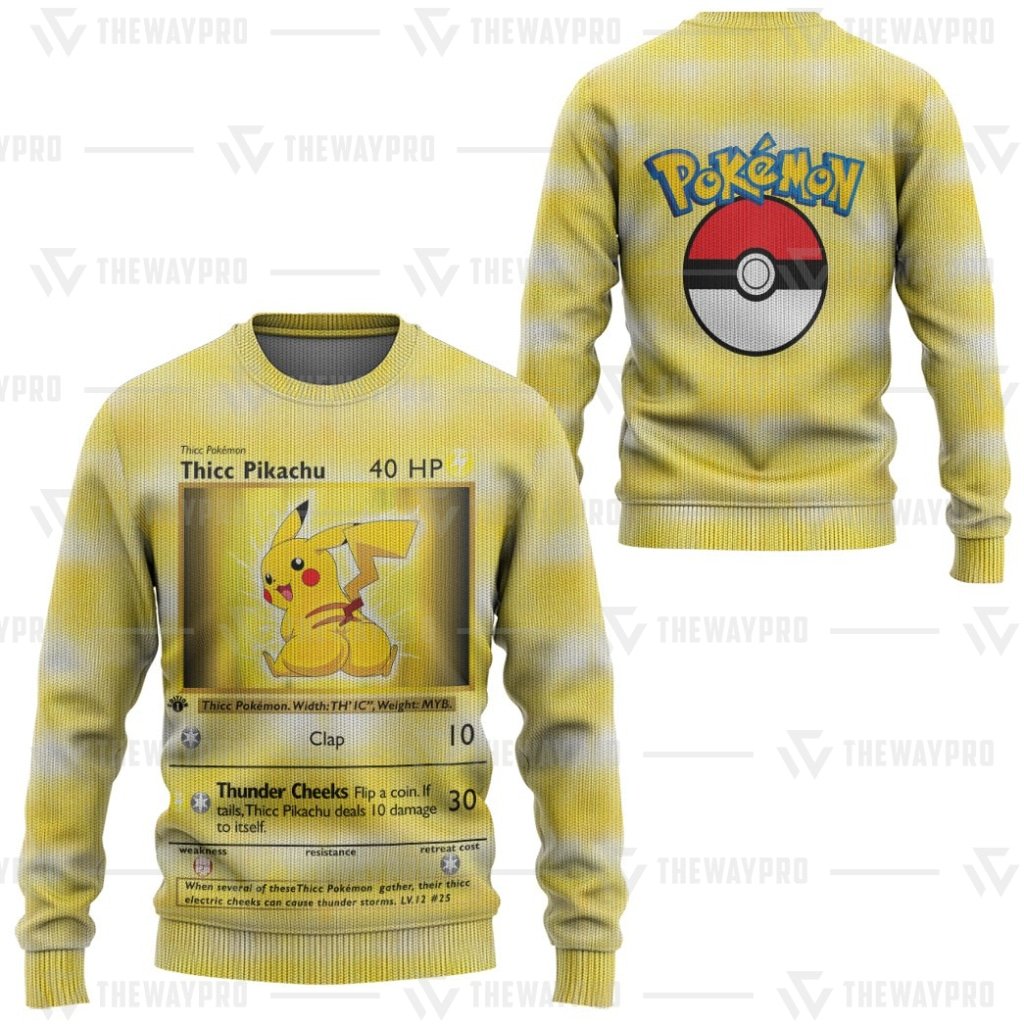 LIMITED Thicc Pikachu Pokeball Pokemon sweater, sweatshirt 6 Thicc Pikachu Pokemon Pokeball sweater sweatshirt 2
