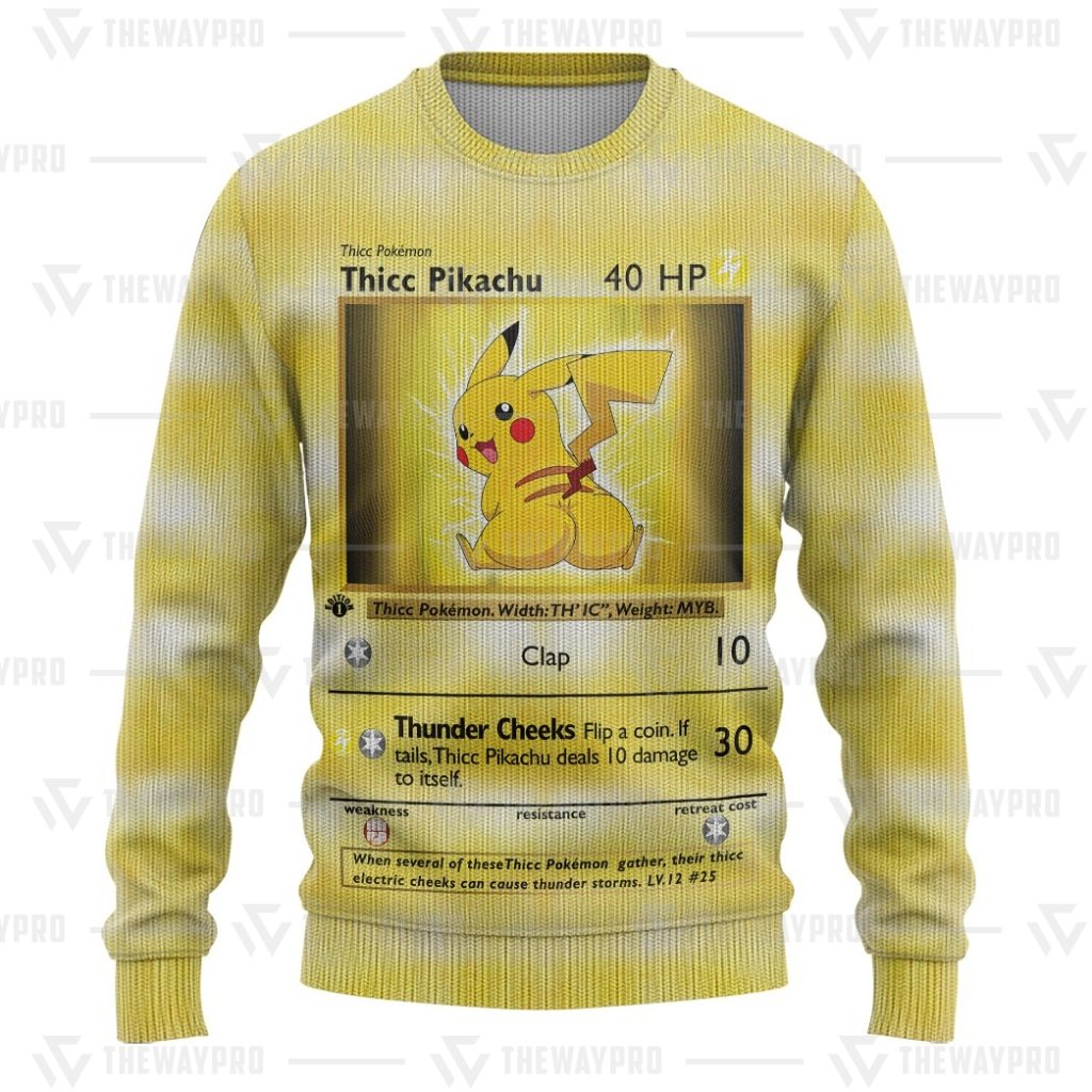 LIMITED Thicc Pikachu Pokeball Pokemon sweater, sweatshirt 5 Thicc Pikachu Pokemon Pokeball sweater sweatshirt 3