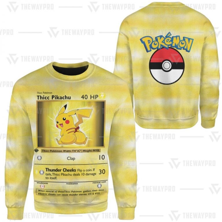 Thicc Pikachu Pokemon Pokeball Sweater, Sweatshirt 4 Thicc Pikachu Pokemon Pokeball sweater sweatshirt 4