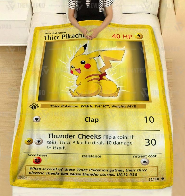 Thicc Pikachu Pokemon fleece blanket