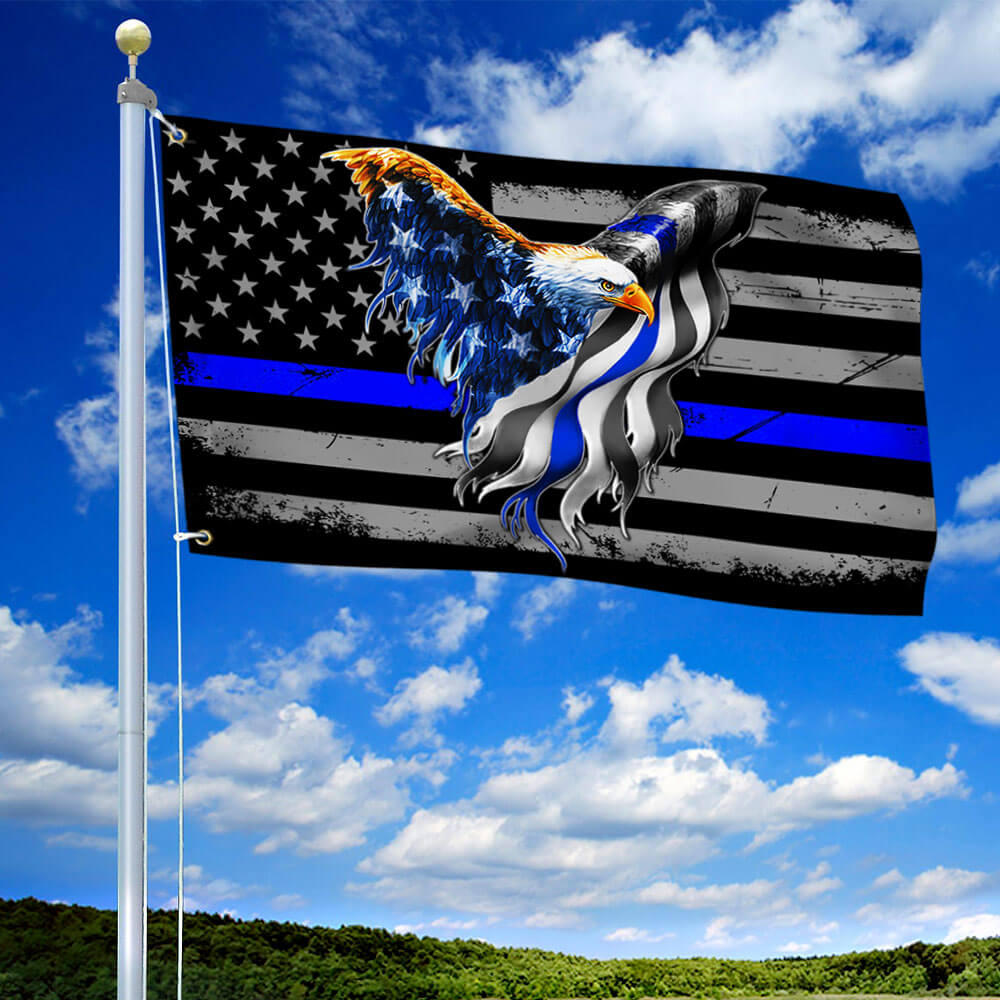 Thin Blue Line American Eagle Flag