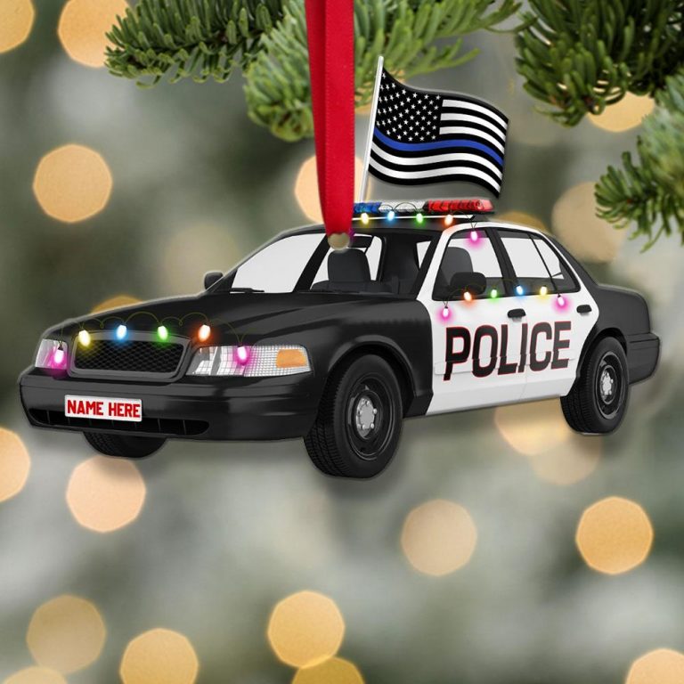 Thin blue line Police Christmas custom name hanging ornament 1