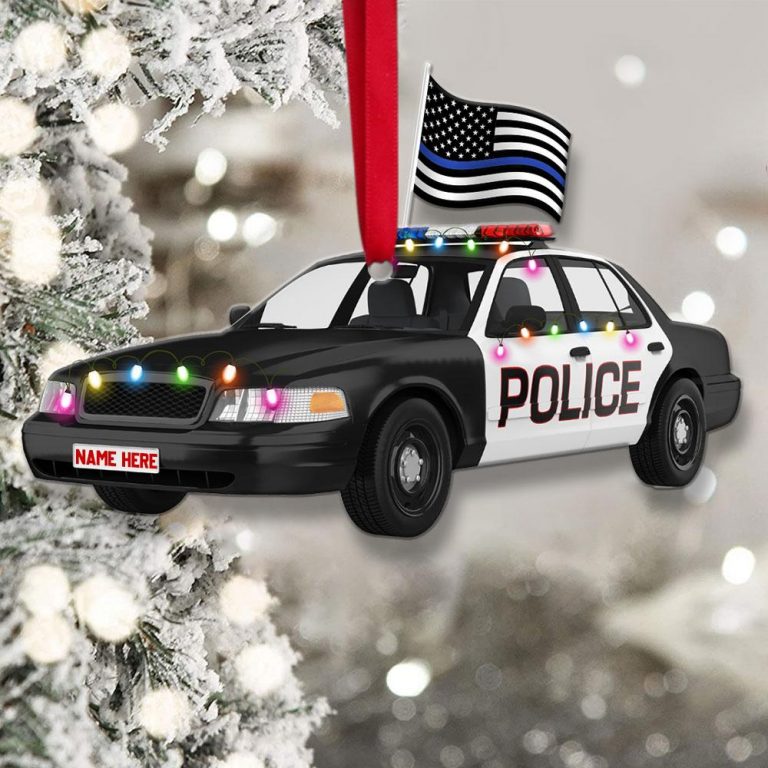 Thin blue line Police Christmas custom name hanging ornament 2
