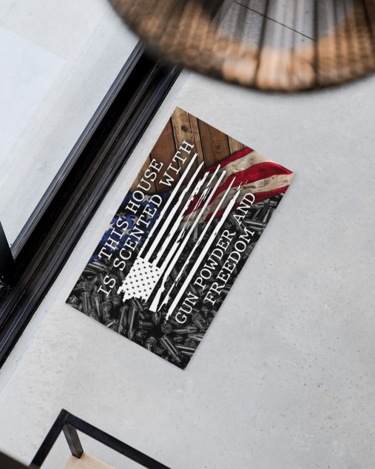 This house is scented with gun powder and freedom American flag doormat 2 This house is scented with gun powder and freedom American flag doormat 2