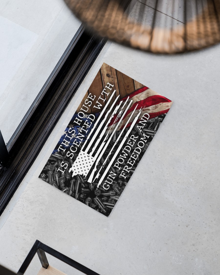 This house is scented with gun powder and freedom American flag doormat 4 This house is scented with gun powder and freedom American flag doormat 2