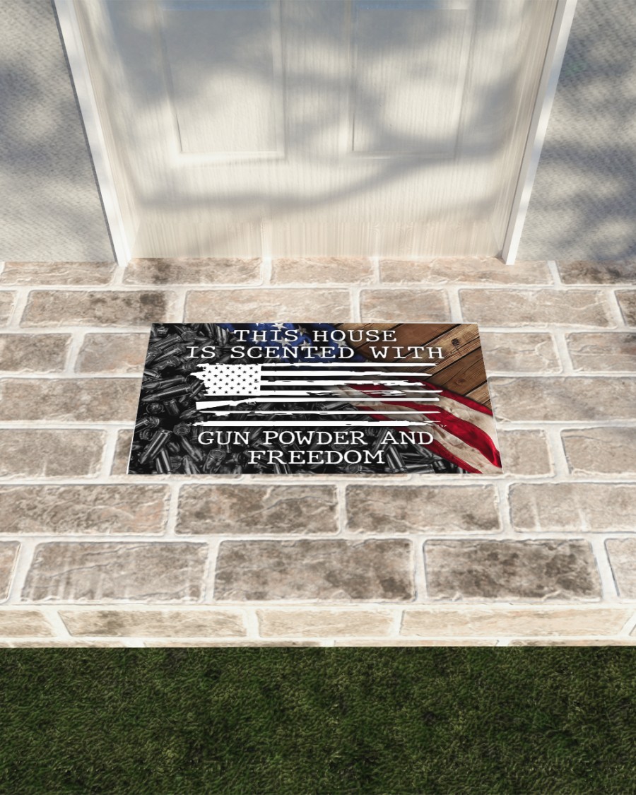 This house is scented with gun powder and freedom American flag doormat 3 This house is scented with gun powder and freedom American flag doormat 3