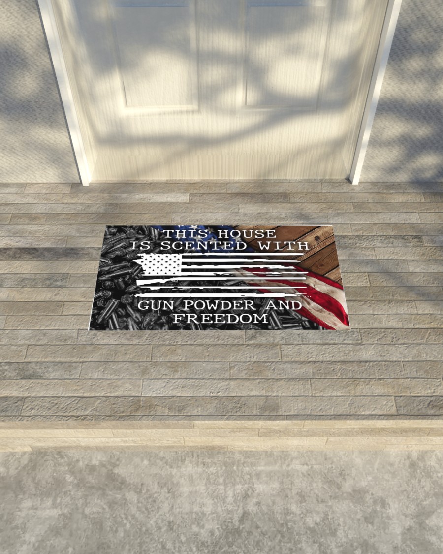 This house is scented with gun powder and freedom American flag doormat 2 This house is scented with gun powder and freedom American flag doormat 4