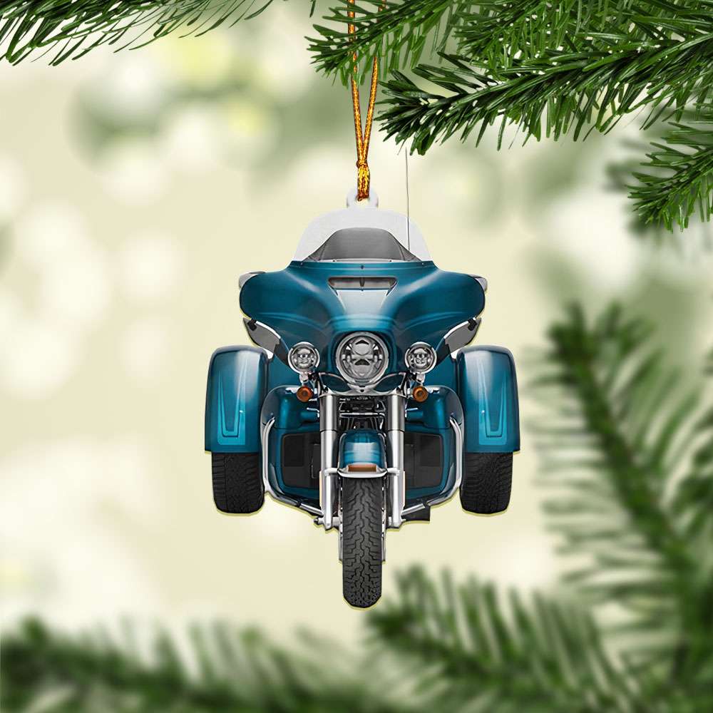 Trike Tahitian Teal Motorcycle hanging Ornament