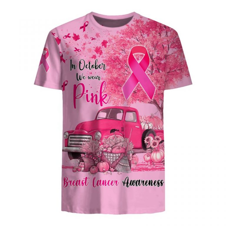 Truck pumpkin vegetable Breast cancer awareness In October We Wear Pink 3d shirt hoodie 3