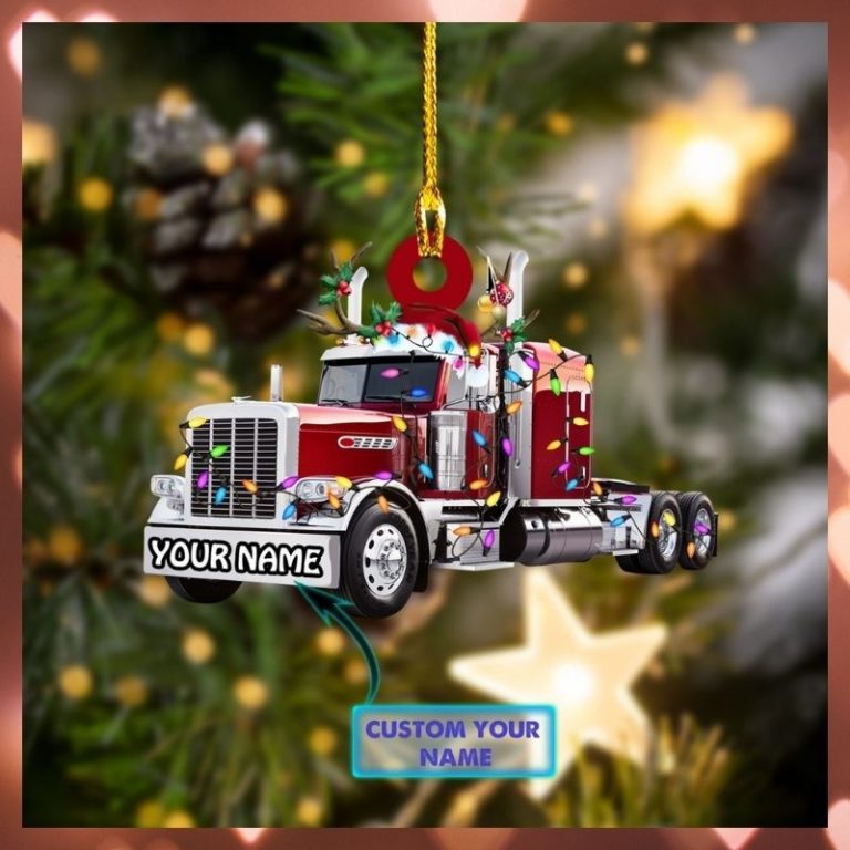 Trucker Christmas custom name hanging ornament 1
