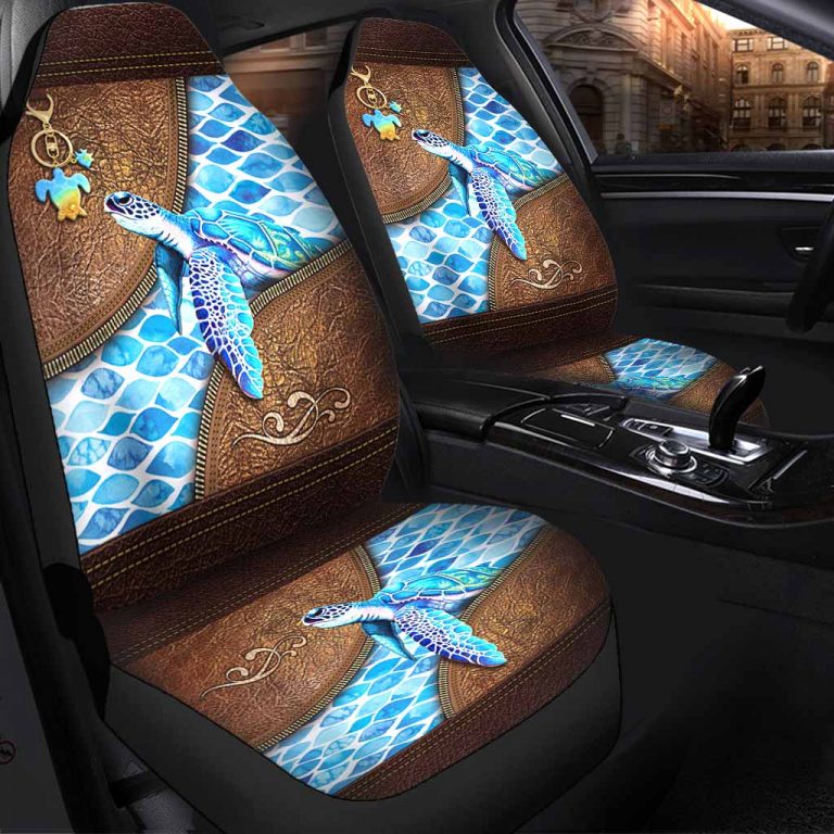 Turtle Salty Lil Beach Leather Pattern Print Car Seat Cover 2