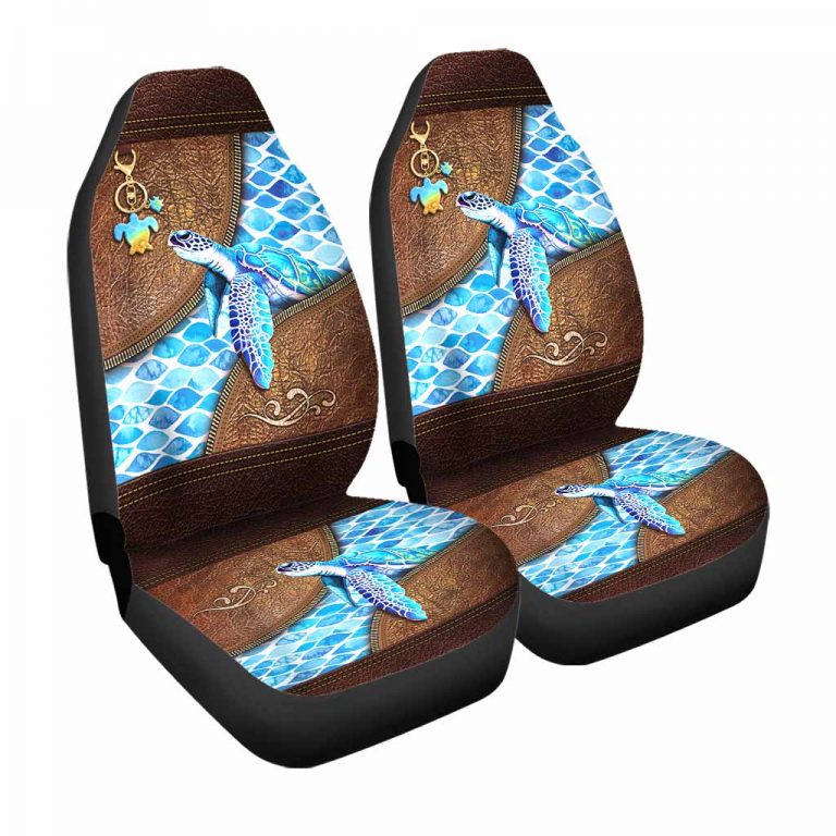 Turtle Salty Lil Beach Leather Pattern Print Car Seat Cover 3