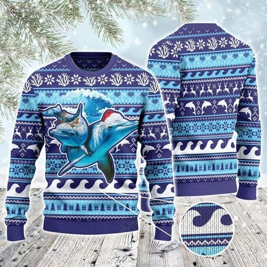 Two Dolphin Christmas sweater sweatshirt 1