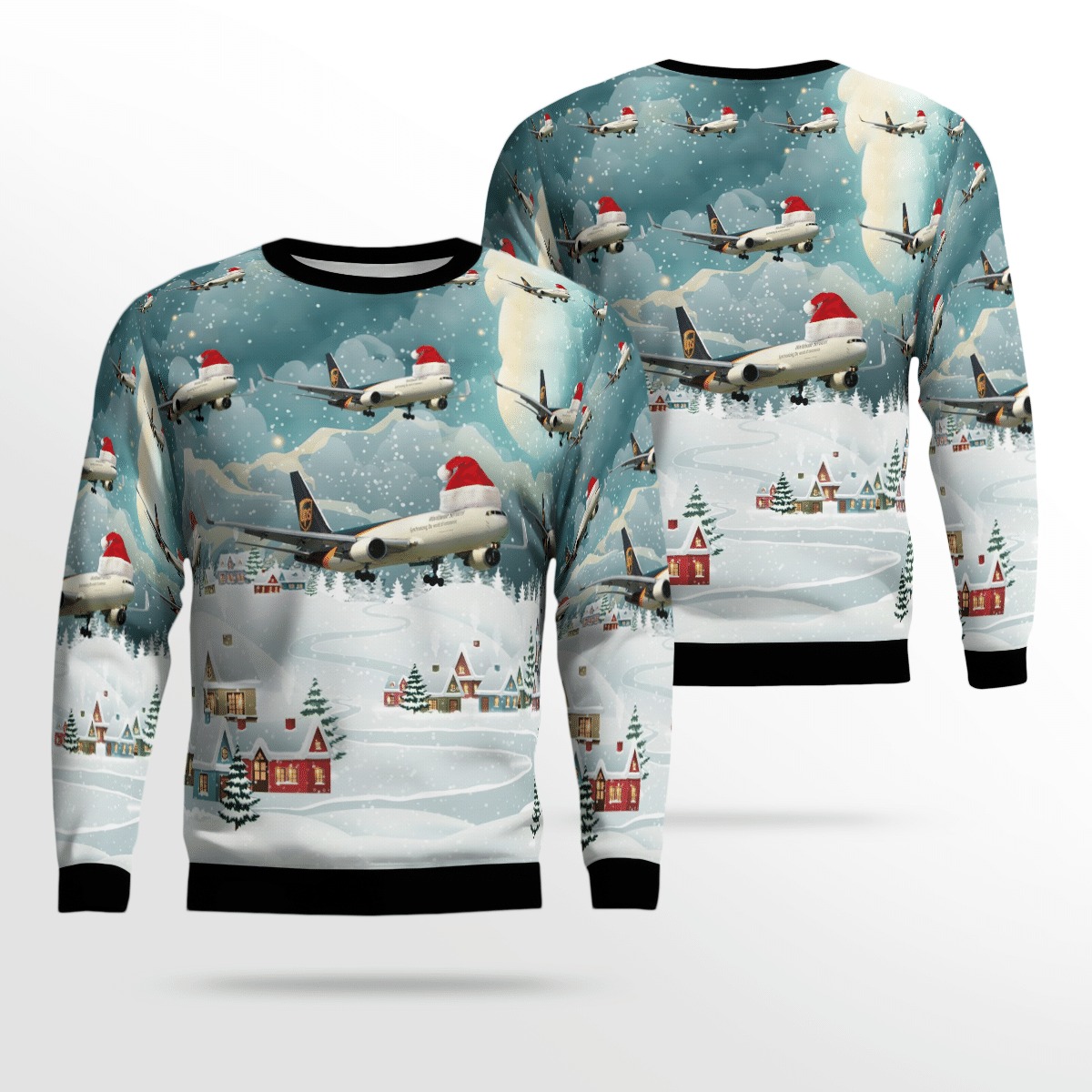 UPS Boeing B767 300F Christmas sweater, sweatshirt 2 UPS Boeing B767 300F Christmas sweater sweatshirt 1