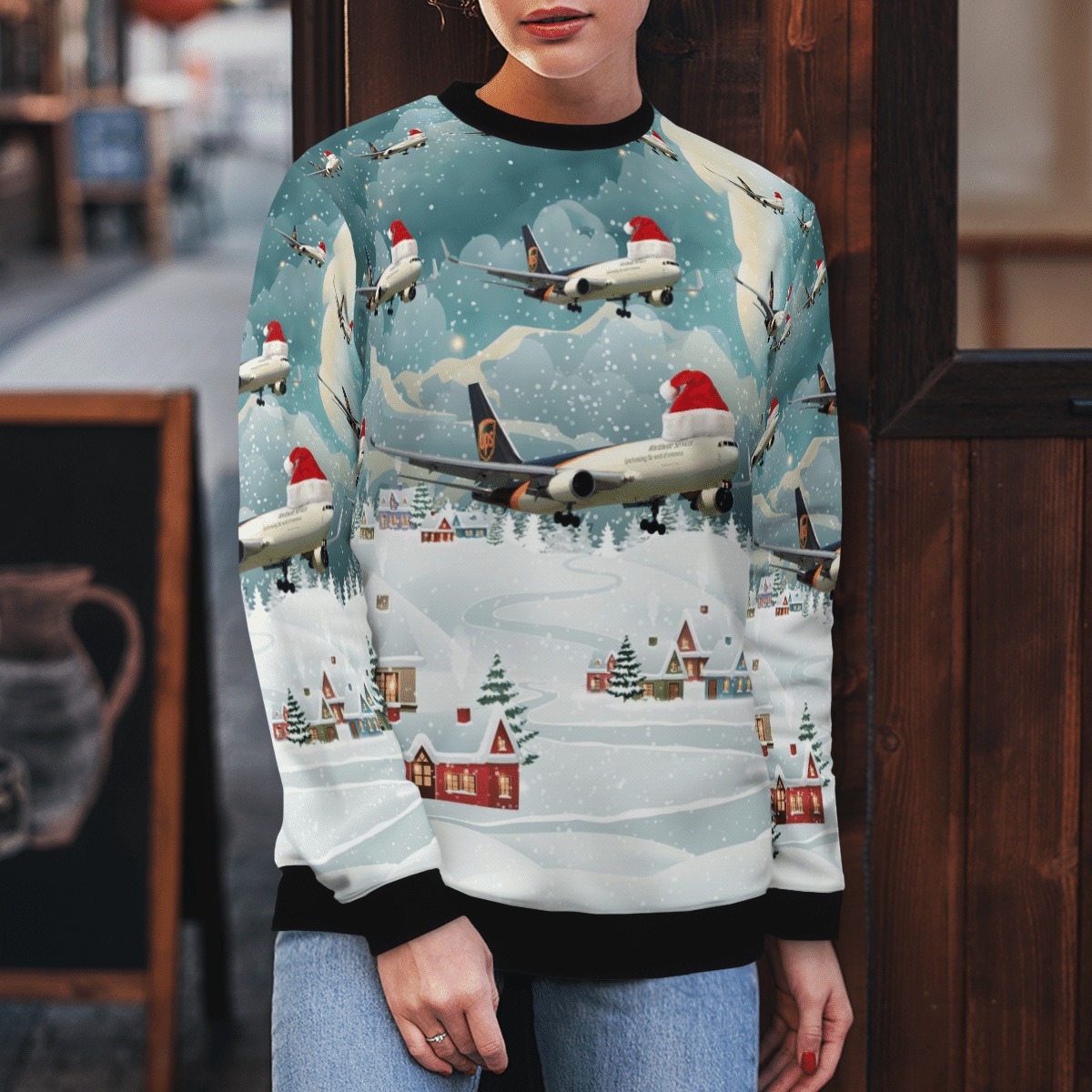 UPS Boeing B767 300F Christmas sweater, sweatshirt 6 UPS Boeing B767 300F Christmas sweater sweatshirt 5