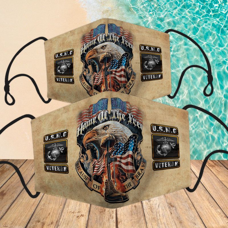 US Marine veteran American flag eagle home of the free because of the brave face mask 6 US Marine veteran American flag eagle home of the free because of the brave face mask 1