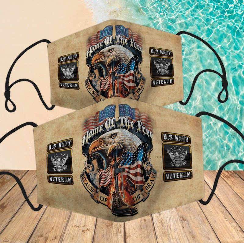 US Navy veteran American flag eagle home of the free because of the brave face mask 6 US Navy veteran American flag eagle home of the free because of the brave face mask 1