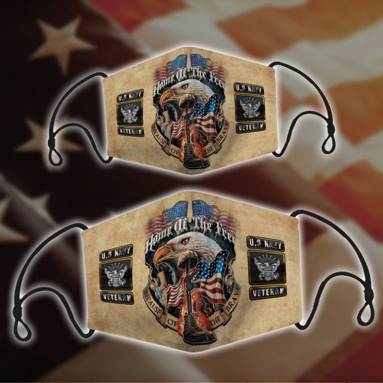 US Navy veteran American flag eagle home of the free because of the brave face mask 2 US Navy veteran American flag eagle home of the free because of the brave face mask 2