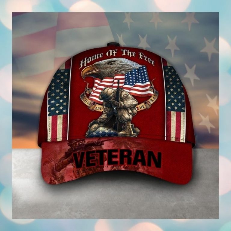 US Veteran eagle American flag home of the free because of the brave cap hat 2