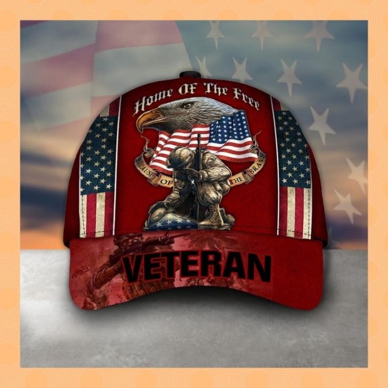 US Veteran eagle American flag home of the free because of the brave cap hat 3