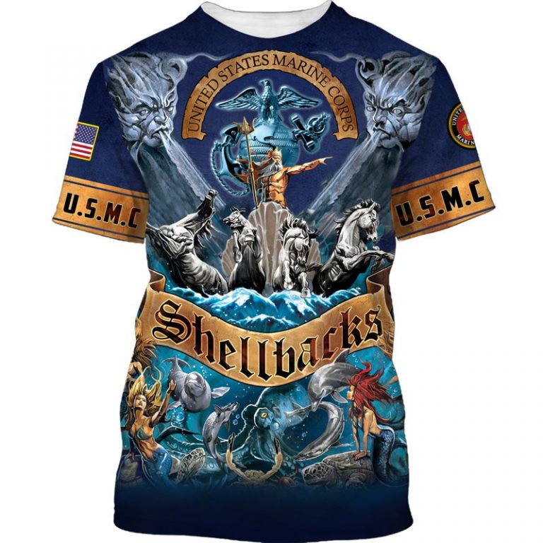 US marines veteran Poseidon horse shellbacks 3d shirt hoodie 1