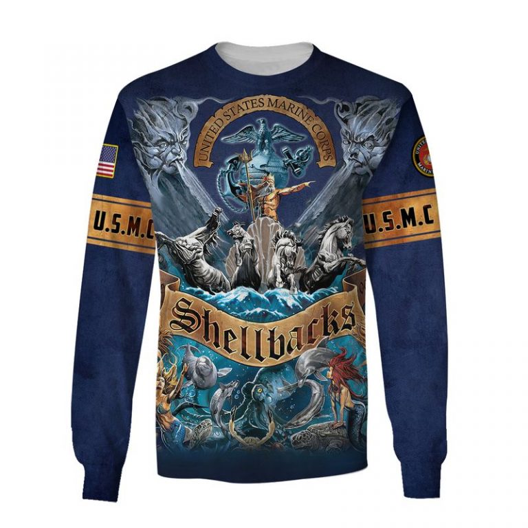 US marines veteran Poseidon horse shellbacks 3d shirt hoodie 3
