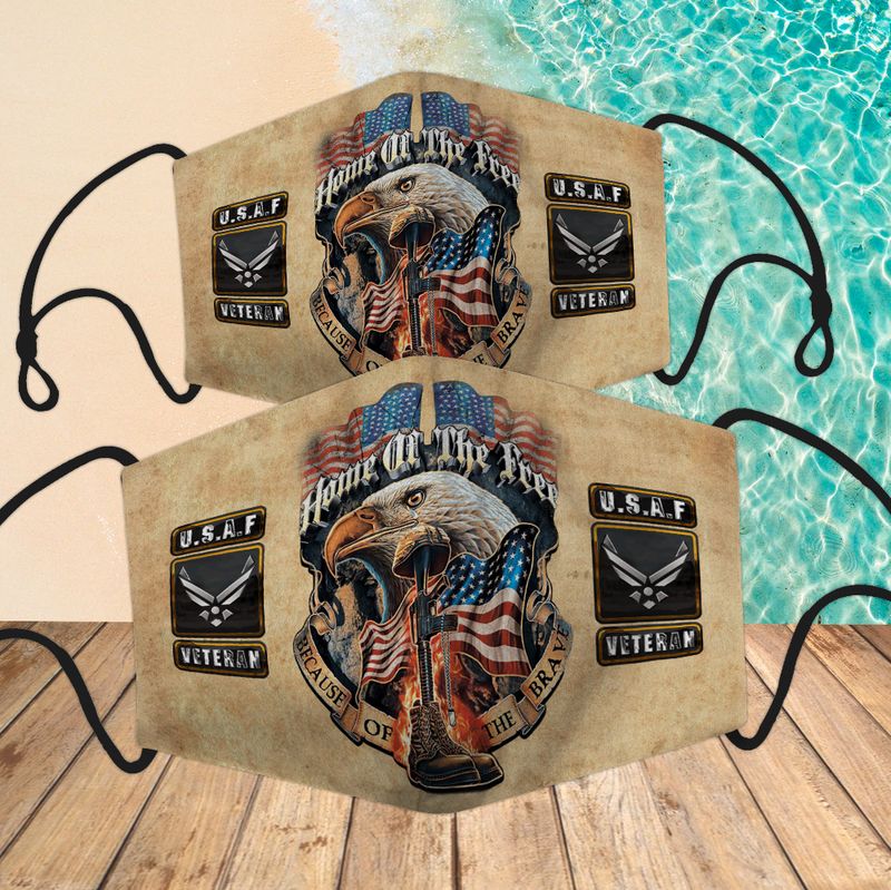 USAF veteran eagle American flag home of the free because of the brave face mask 6 USAF veteran eagle American flag home of the free because of the brave face mask 1