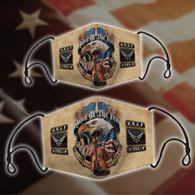 USAF veteran eagle American flag home of the free because of the brave face mask 2 USAF veteran eagle American flag home of the free because of the brave face mask 2