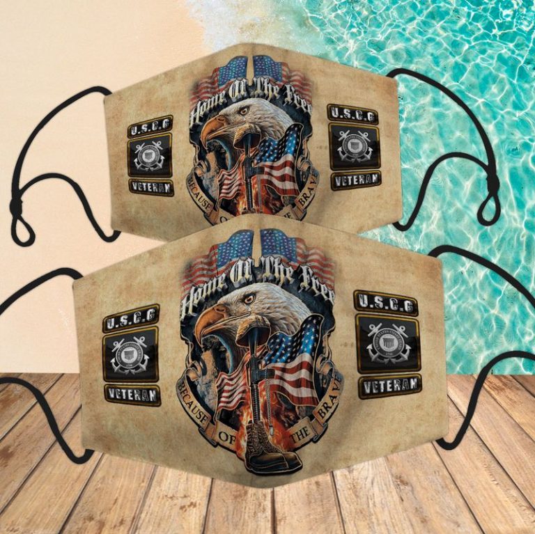 USCG veteran eagle American flag home of the free because of the brave face mask (3) USCG veteran eagle American flag home of the free because of the brave face mask 3