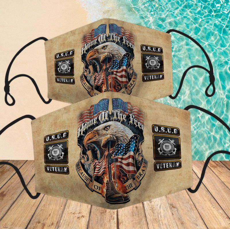 USCG veteran eagle American flag home of the free because of the brave face mask 8 USCG veteran eagle American flag home of the free because of the brave face mask 3