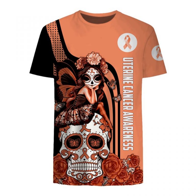Uterine Cancer Awareness Sugar Skull Fairy 3d shirt, hoodie (6) Uterine Cancer Awareness Sugar Skull Fairy 3d shirt hoodie 6